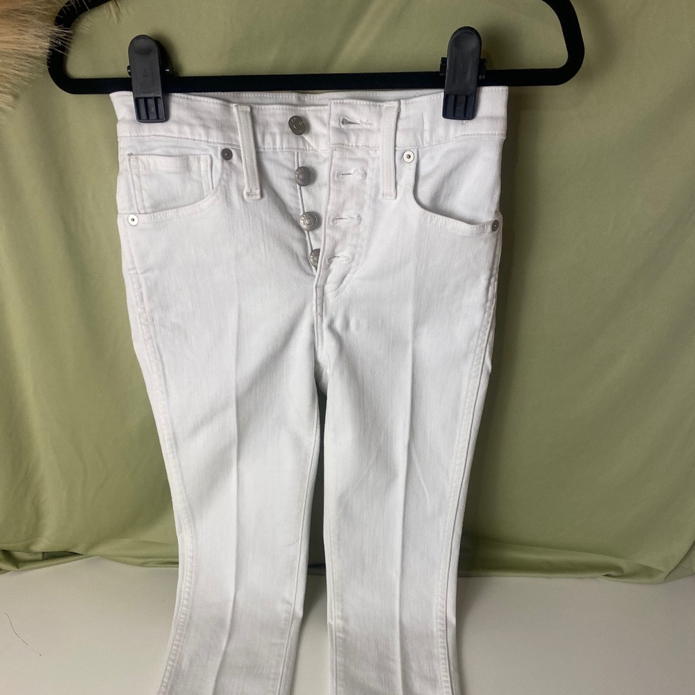 Madewell 10” High Rise Skinny Crop Jeans Womens 24P White Button Fly Denim
